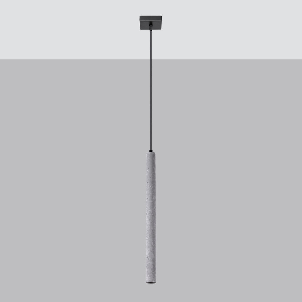 Suspension Pastelo tube fin béton gris G9 de profil