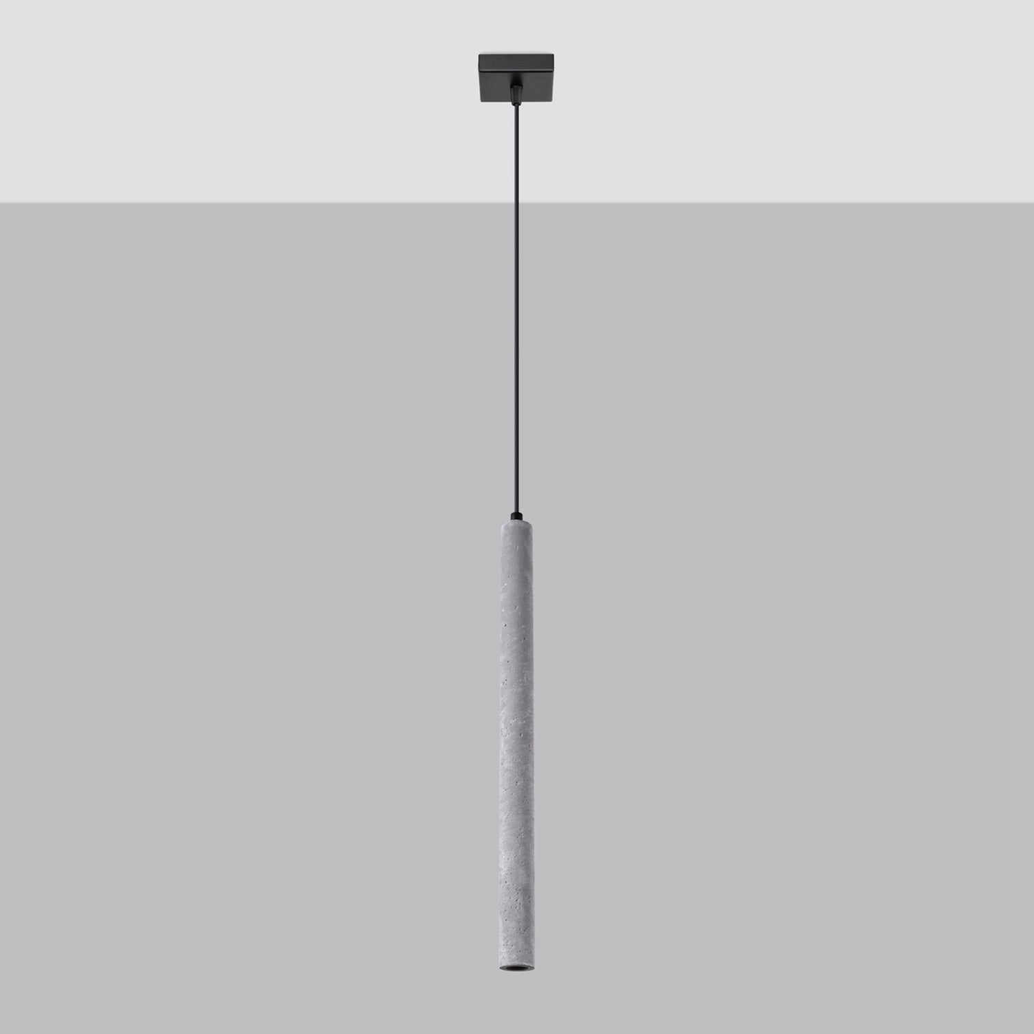 Suspension Pastelo tube fin béton gris G9 de profil