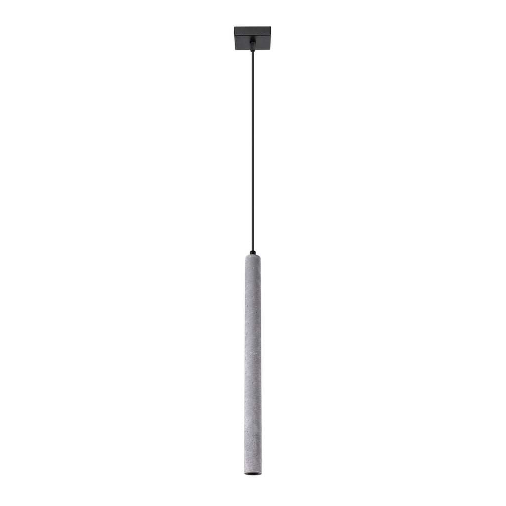 Suspension Pastelo tube fin béton gris G9, fin tube de béton gris brut suspendu à un câble