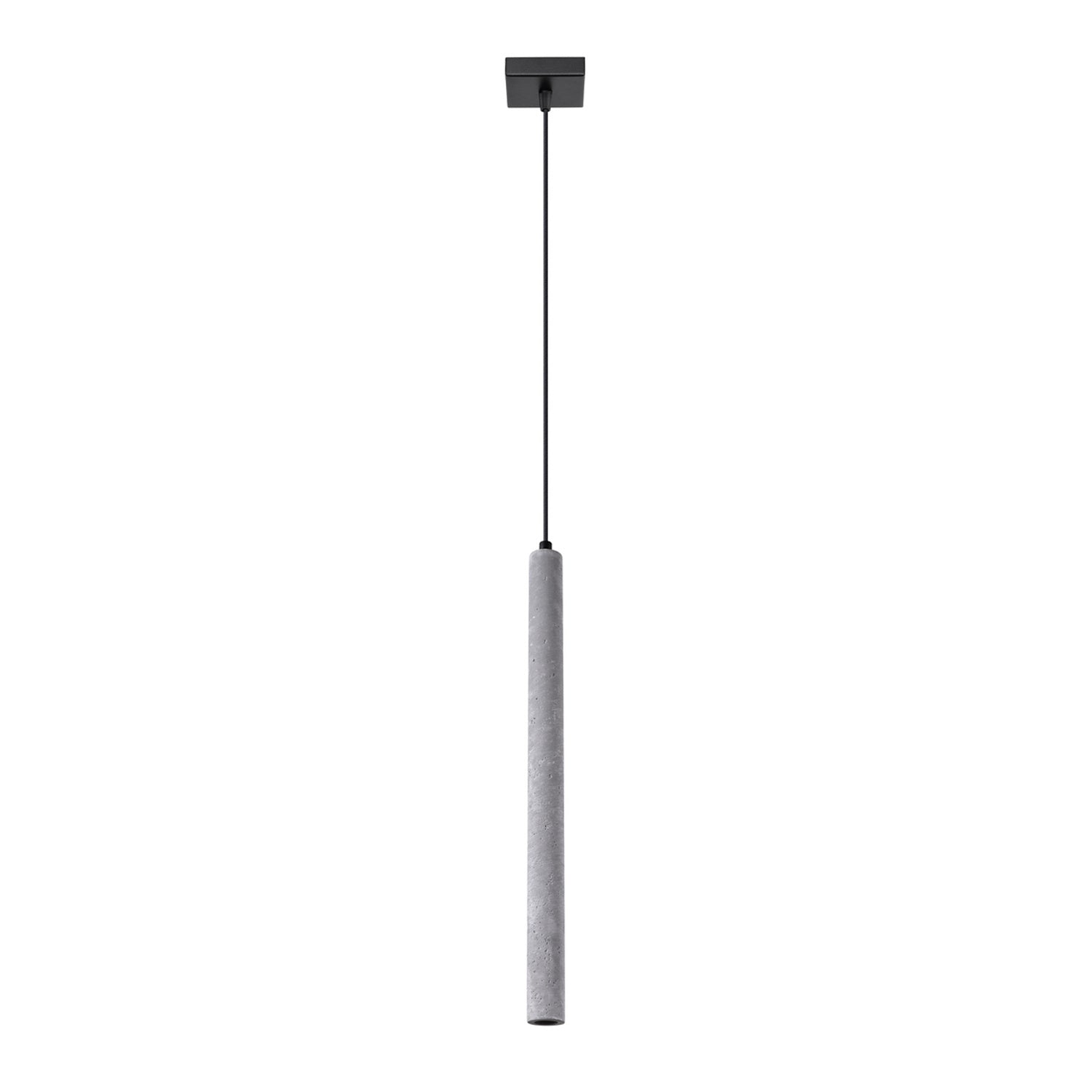 Suspension Pastelo tube fin béton gris G9, fin tube de béton gris brut suspendu à un câble