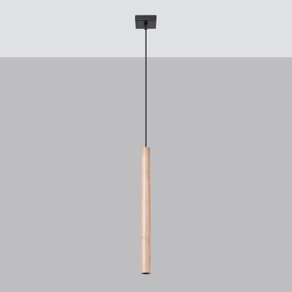 Suspension Pastelo tube fin bois G9 de profil