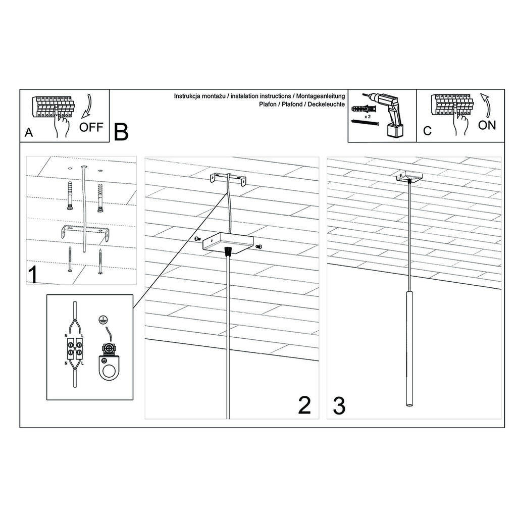 Notice de montage de la Suspension Pastelo tube fin bois G9