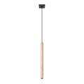 Suspension Pastelo tube fin bois G9, fin tube de bois naturel suspendu à un câble