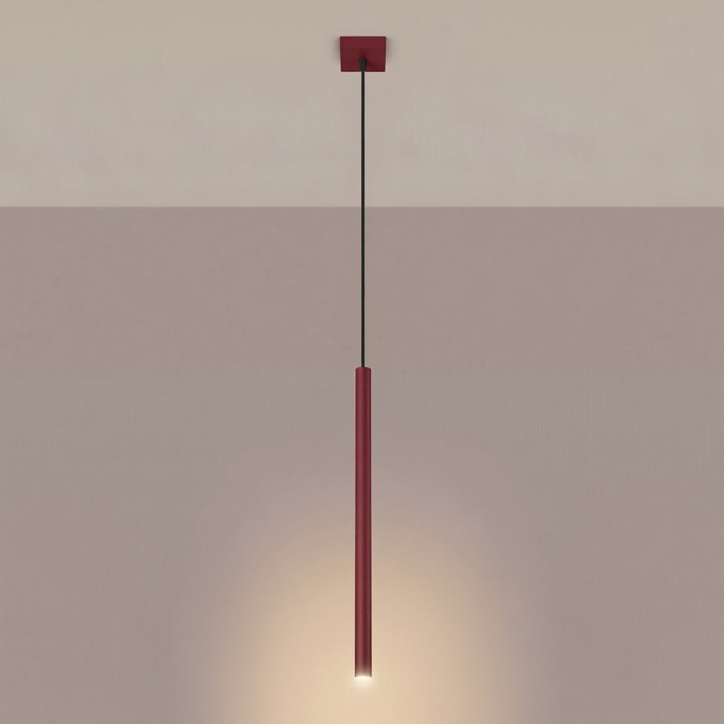 Suspension Pastelo tube fin bordeaux G9, vue 3