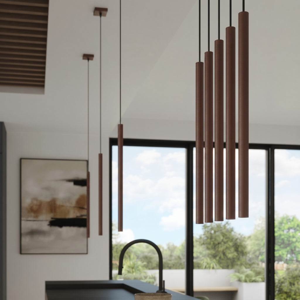 Suspension Pastelo tube fin brun G9, vue 15