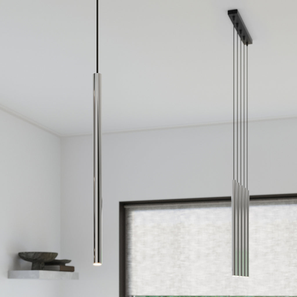 Suspension Pastelo tube fin chrome G9 en ambiance