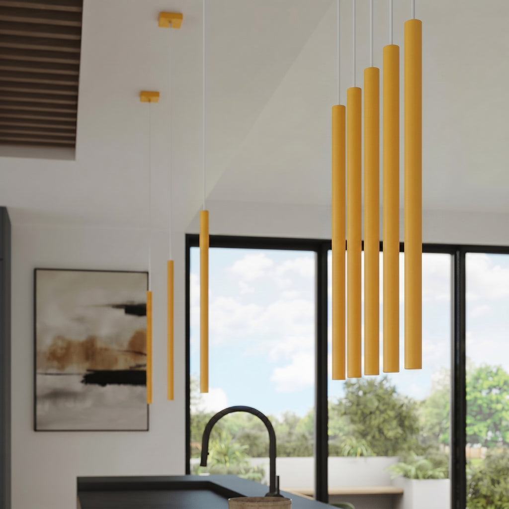 Suspension Pastelo tube fin jaune G9, vue 15