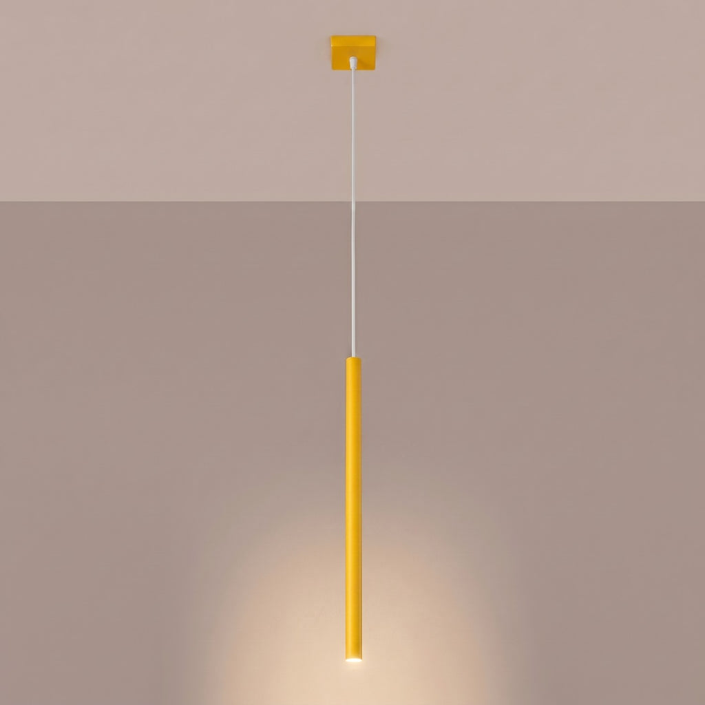 Suspension Pastelo tube fin jaune G9, vue 3