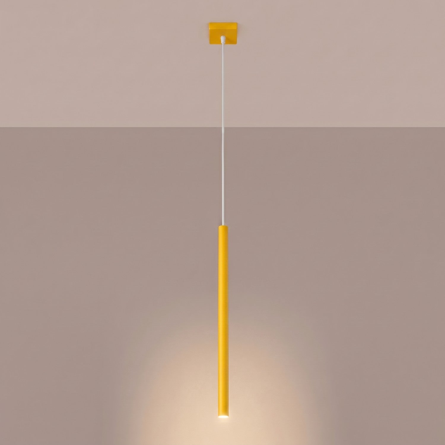 Suspension Pastelo tube fin jaune G9, vue 3