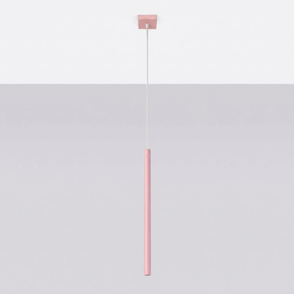 Suspension Pastelo tube fin rose G9, vue 2