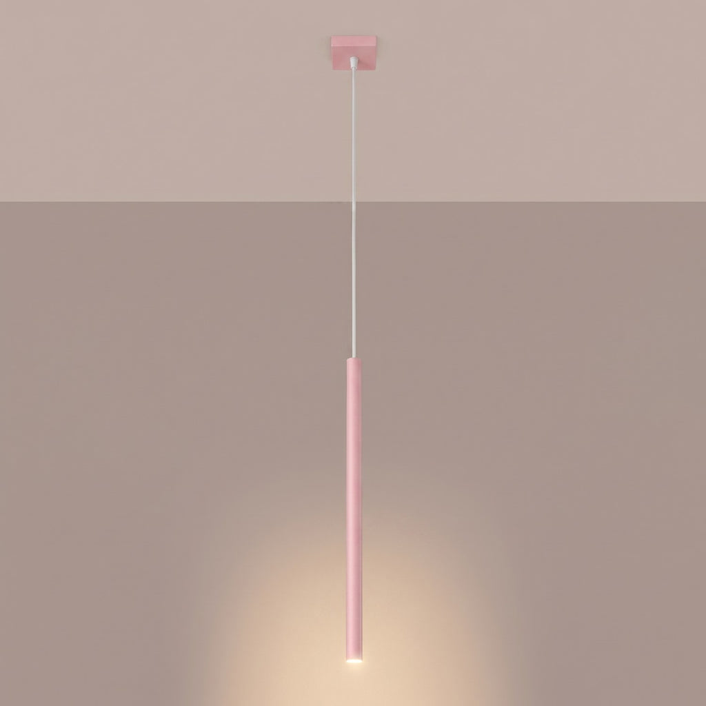 Suspension Pastelo tube fin rose G9, vue 3