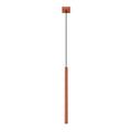 Suspension Pastelo tube fin rouge ocre G9, fin tube effilé en acier laqué