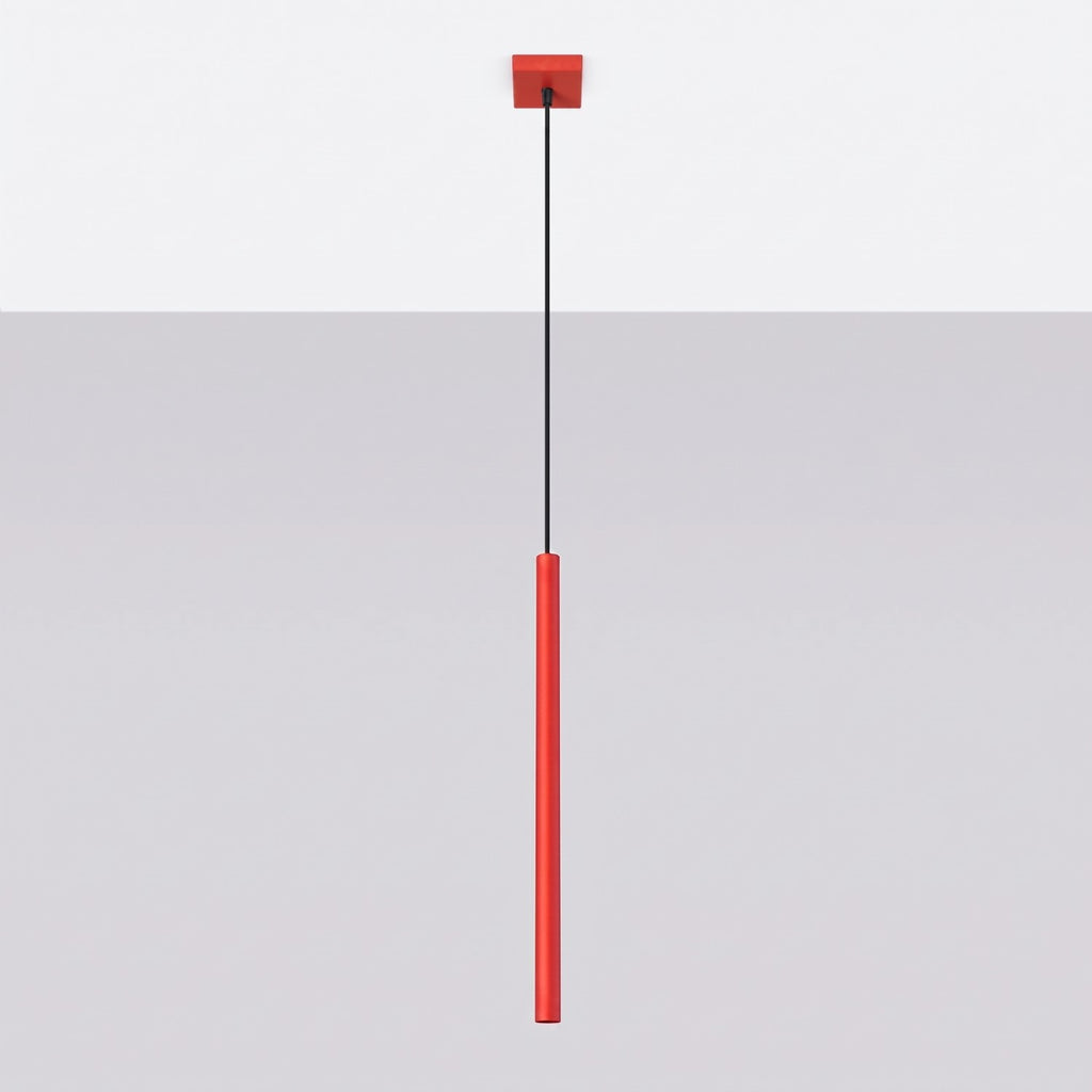 Suspension Pastelo tube fin rouge G9, vue 2