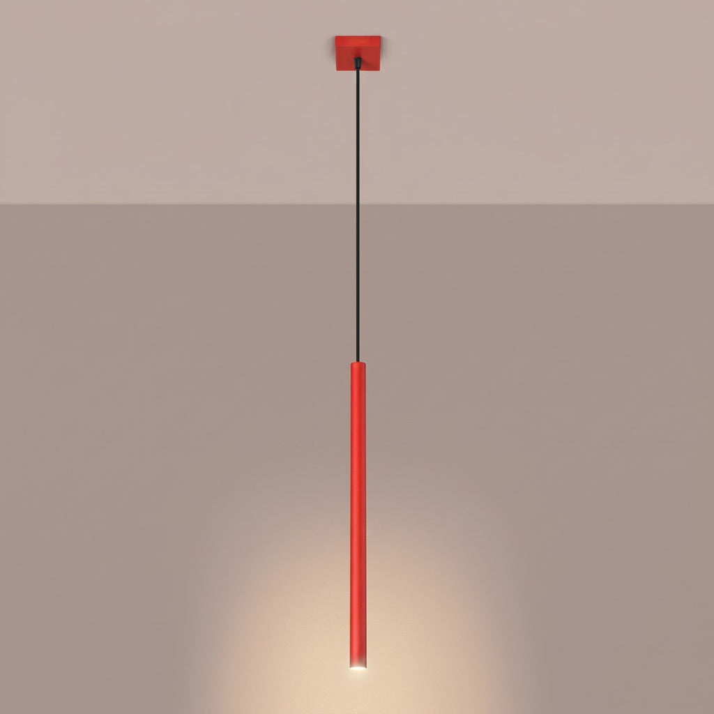 Suspension Pastelo tube fin rouge G9, vue 3