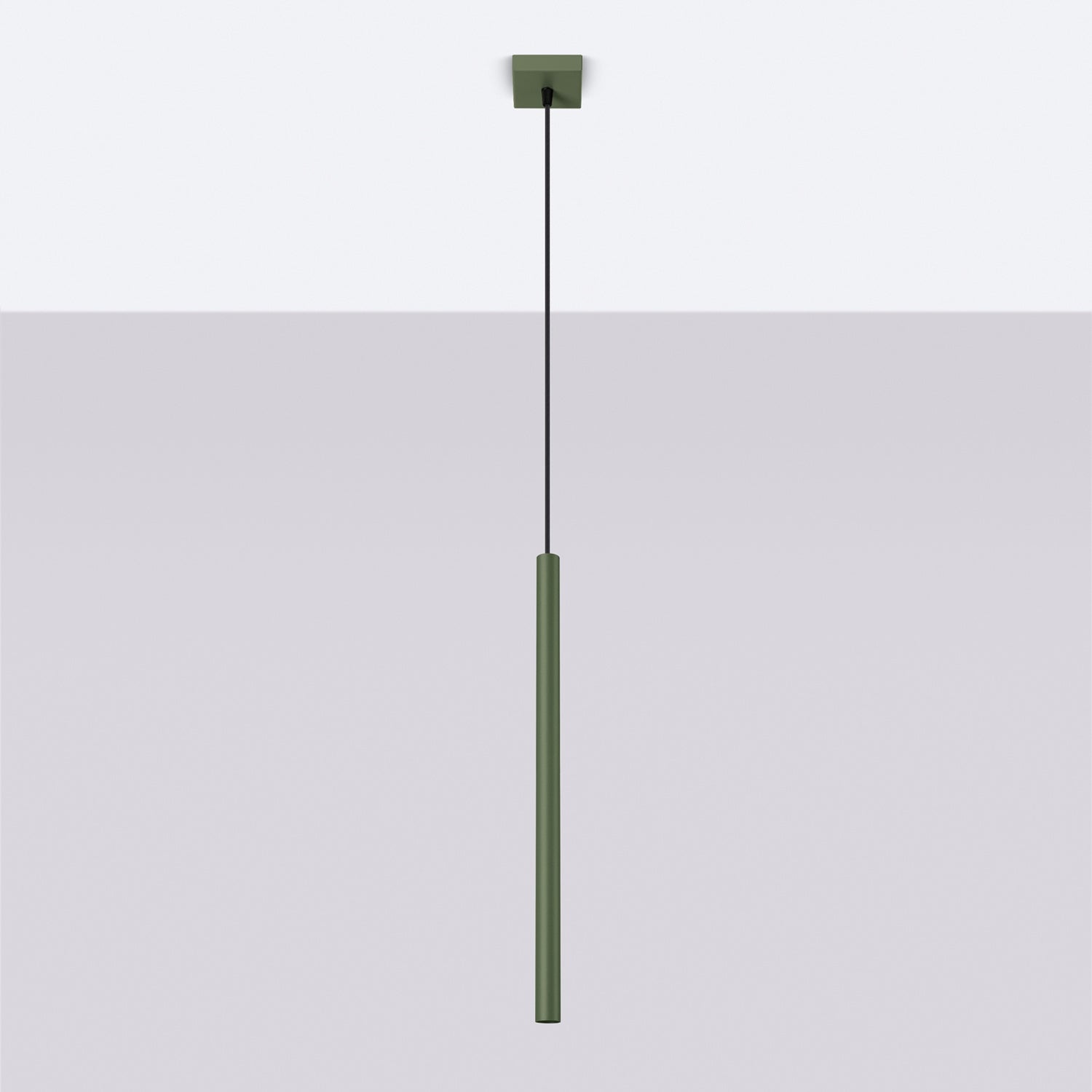 Suspension Pastelo tube fin vert olive G9 de profil