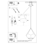 Schéma de montage de la suspension Pavlus fixation au plafond raccordement et mise à la terre