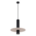 Suspension Pelta disque feutre beige et acier noir GU10