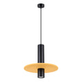 Suspension Pelta disque feutre jaune moutarde et acier noir GU10