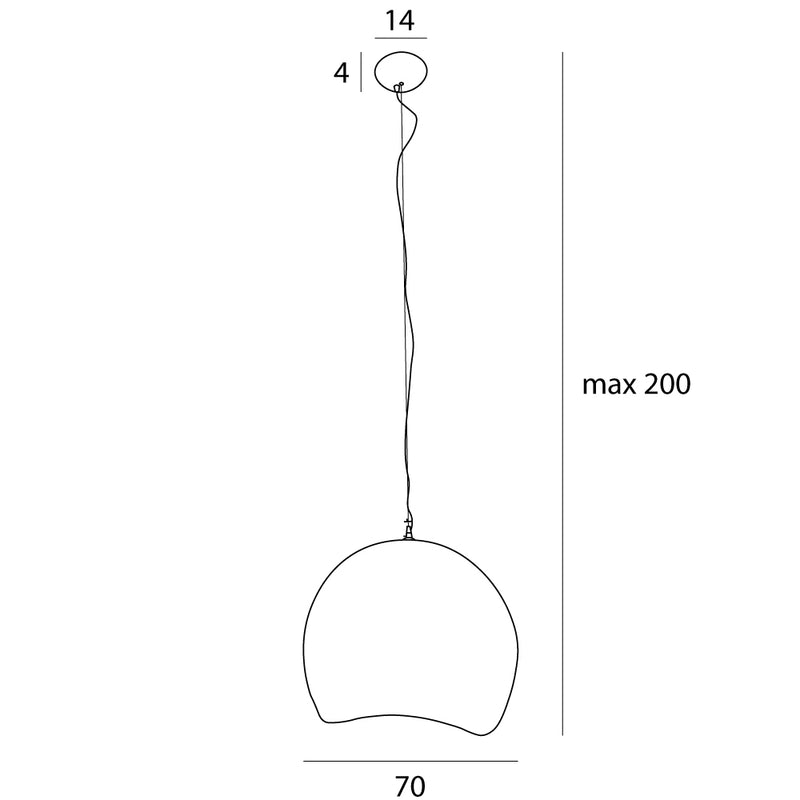 Dimensions Suspension Pierre 70 cm blanche E27