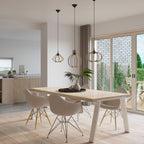 Suspension Pompelmo diamant bois naturel en situation dans un intérieur