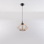 Suspension Pompelmo diamant bois naturel, vue de profil