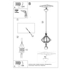 Schéma de montage de la Suspension Pompelmo diamant bois naturel