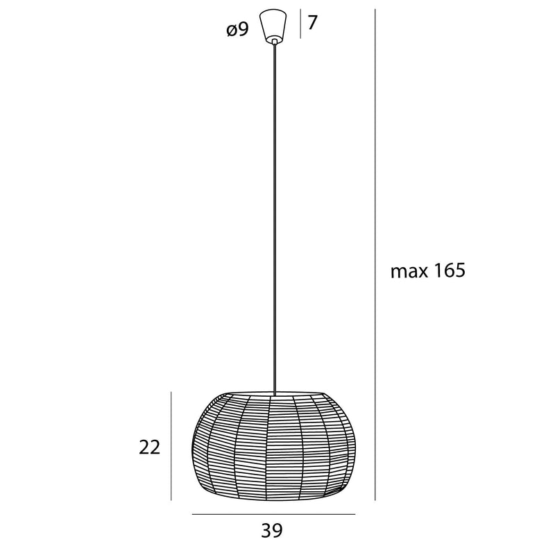 Dimensions Praslin I cream E27 pendant light