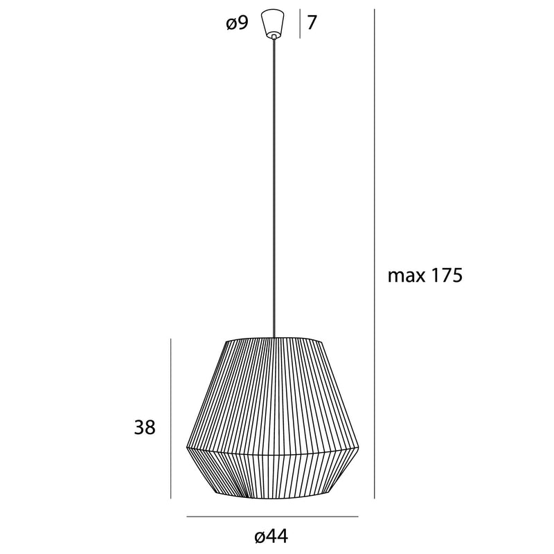 Dimensions Suspension Praslin II crème E27