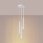 Suspension Prysm 3 en grappe métal blanc G9 allumée, faisceau dirigé vers le bas