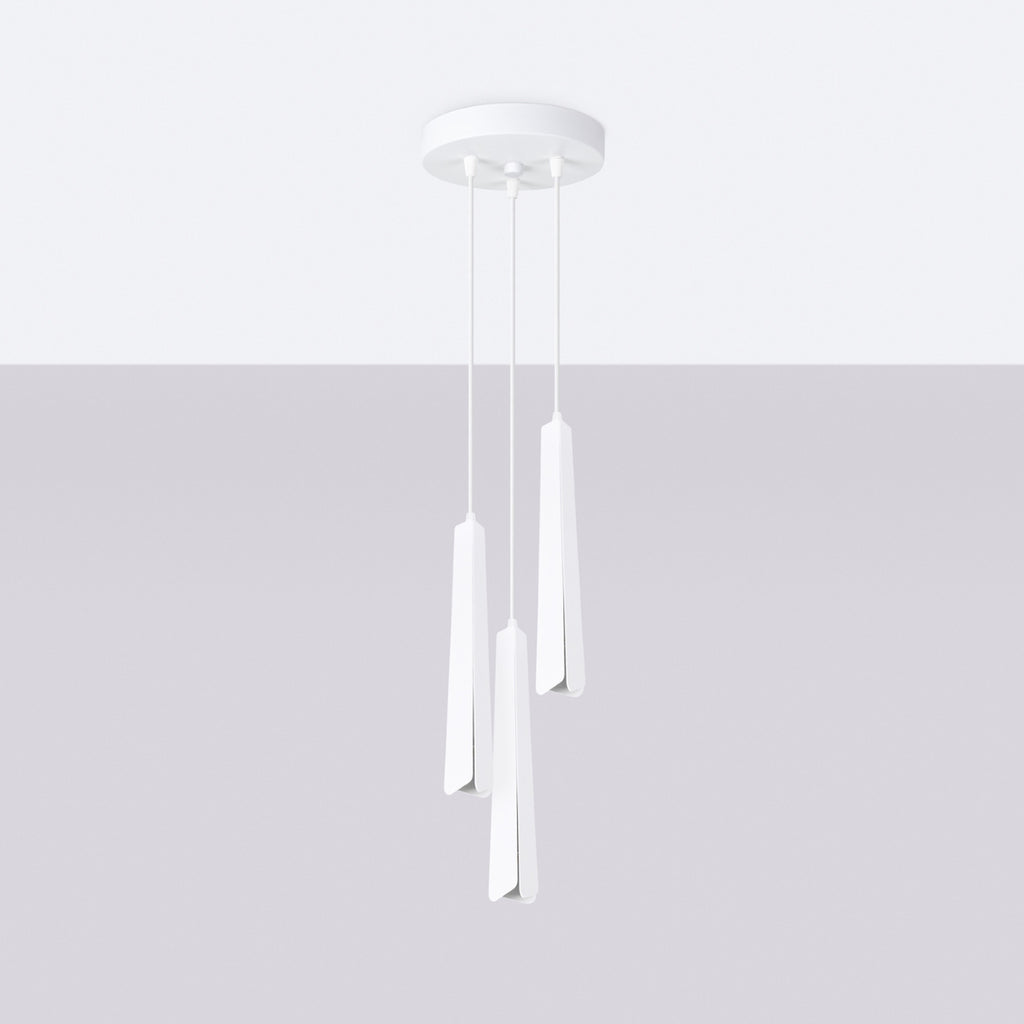 Suspension Prysm 3 en grappe métal blanc G9 de profil