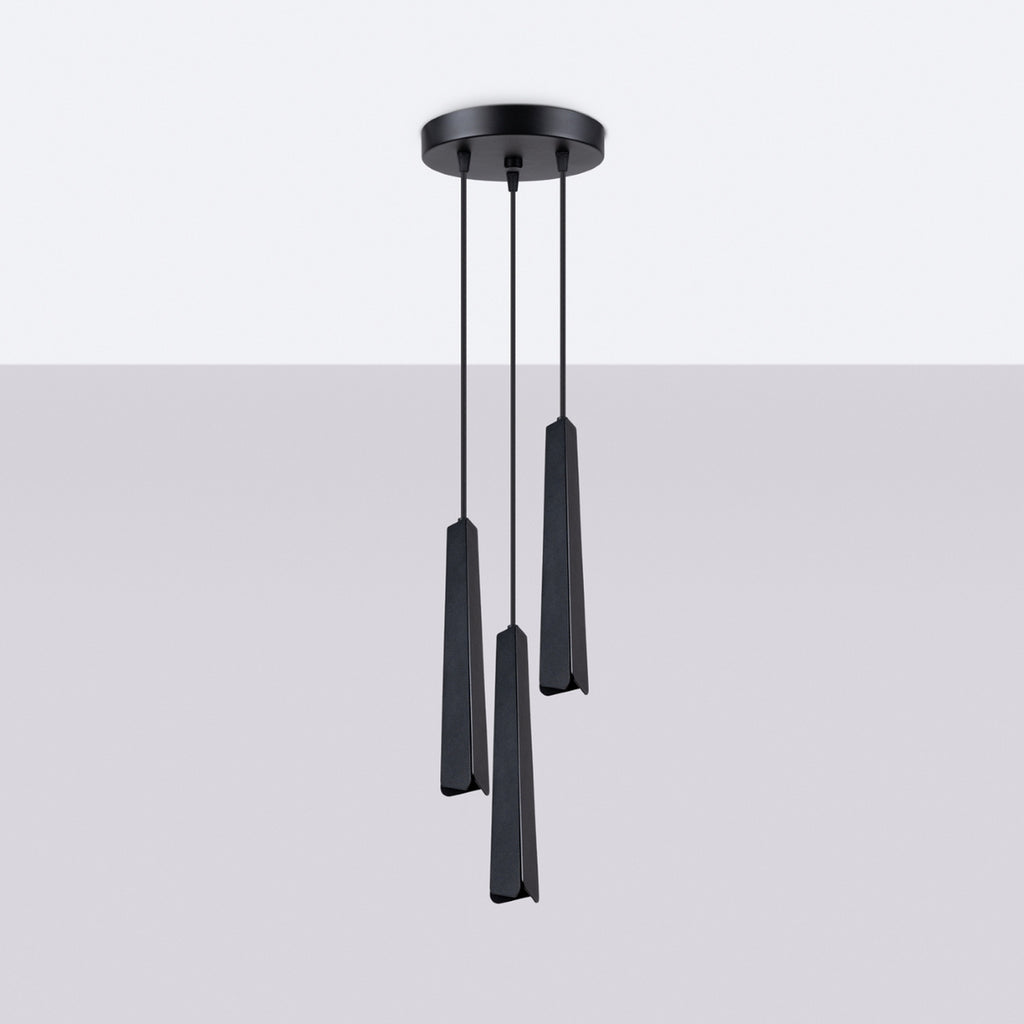 Suspension Prysm 3 en grappe métal noir G9 de profil