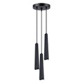 Suspension Prysm 3 en grappe métal noir G9, trois fins prismes d'acier noir pliés à hauteurs décalées