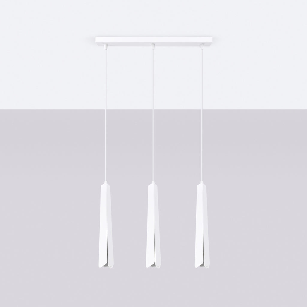 Suspension Prysm 3 en ligne métal blanc G9 de profil