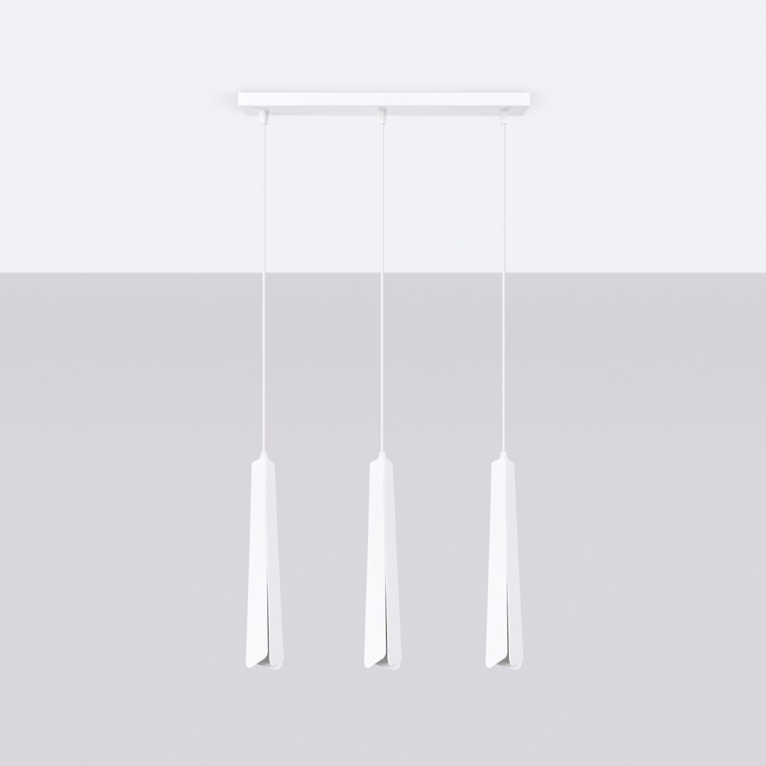 Suspension Prysm 3 en ligne métal blanc G9 de profil