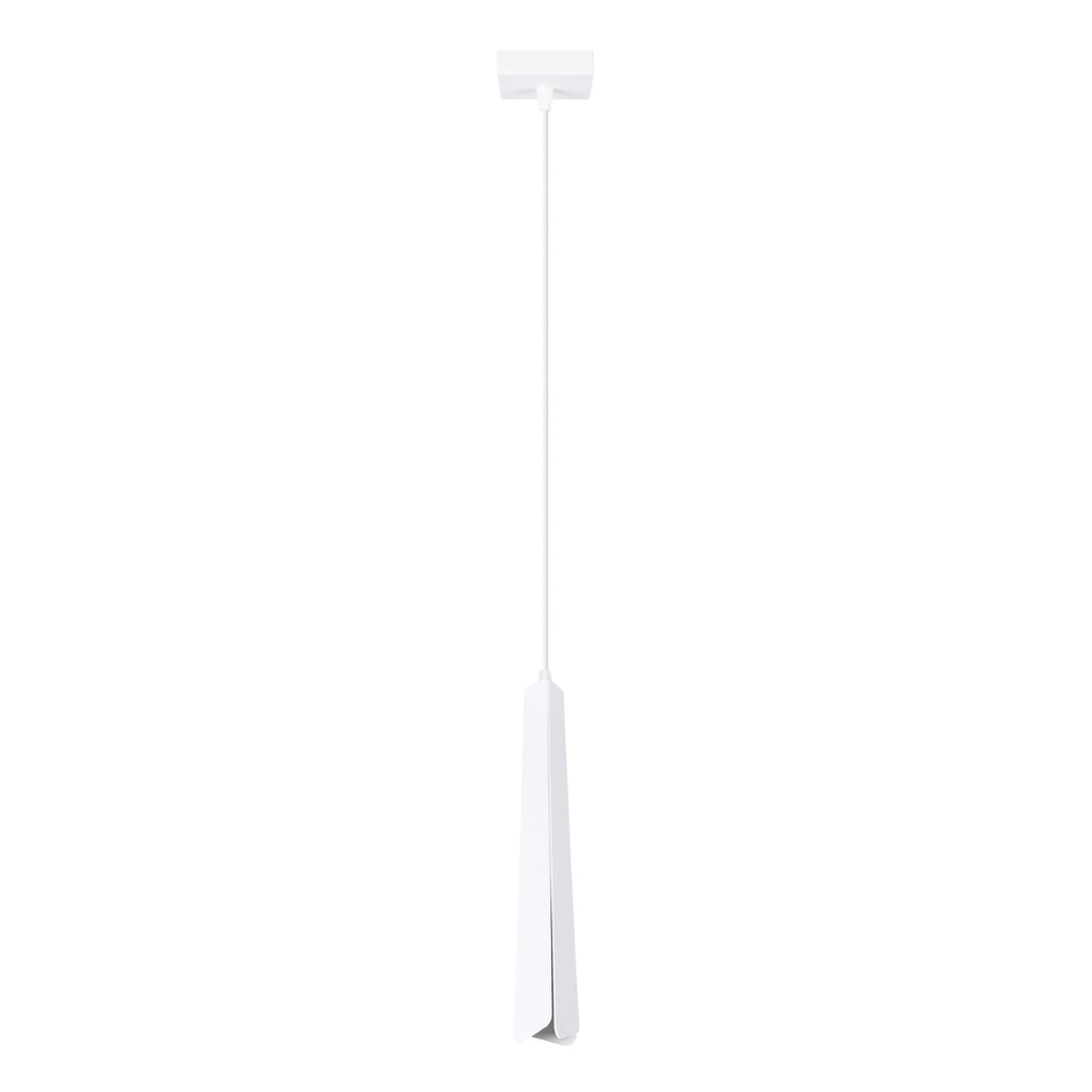 Suspension Prysm métal blanc G9, fin prisme d'acier blanc plié effilé en pointe