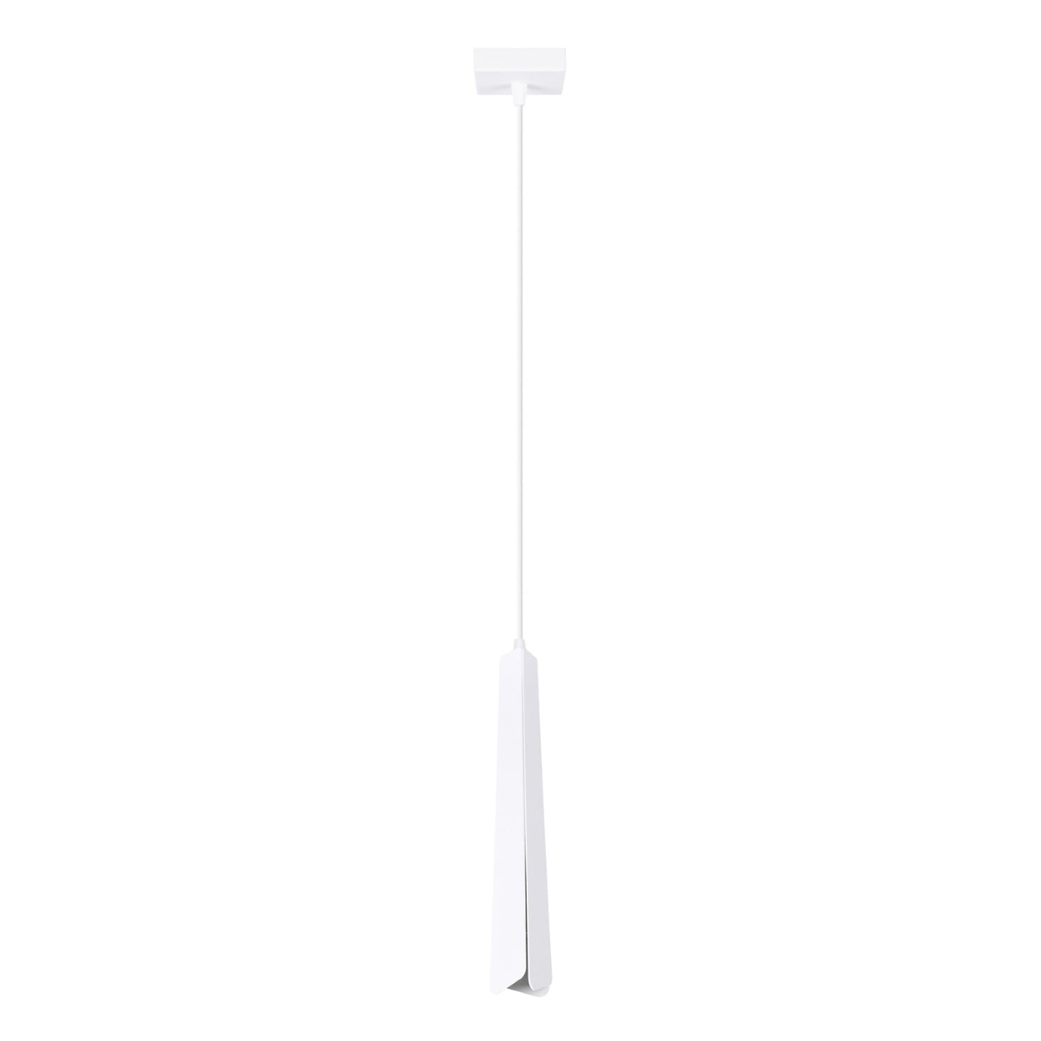 Suspension Prysm métal blanc G9, fin prisme d'acier blanc plié effilé en pointe