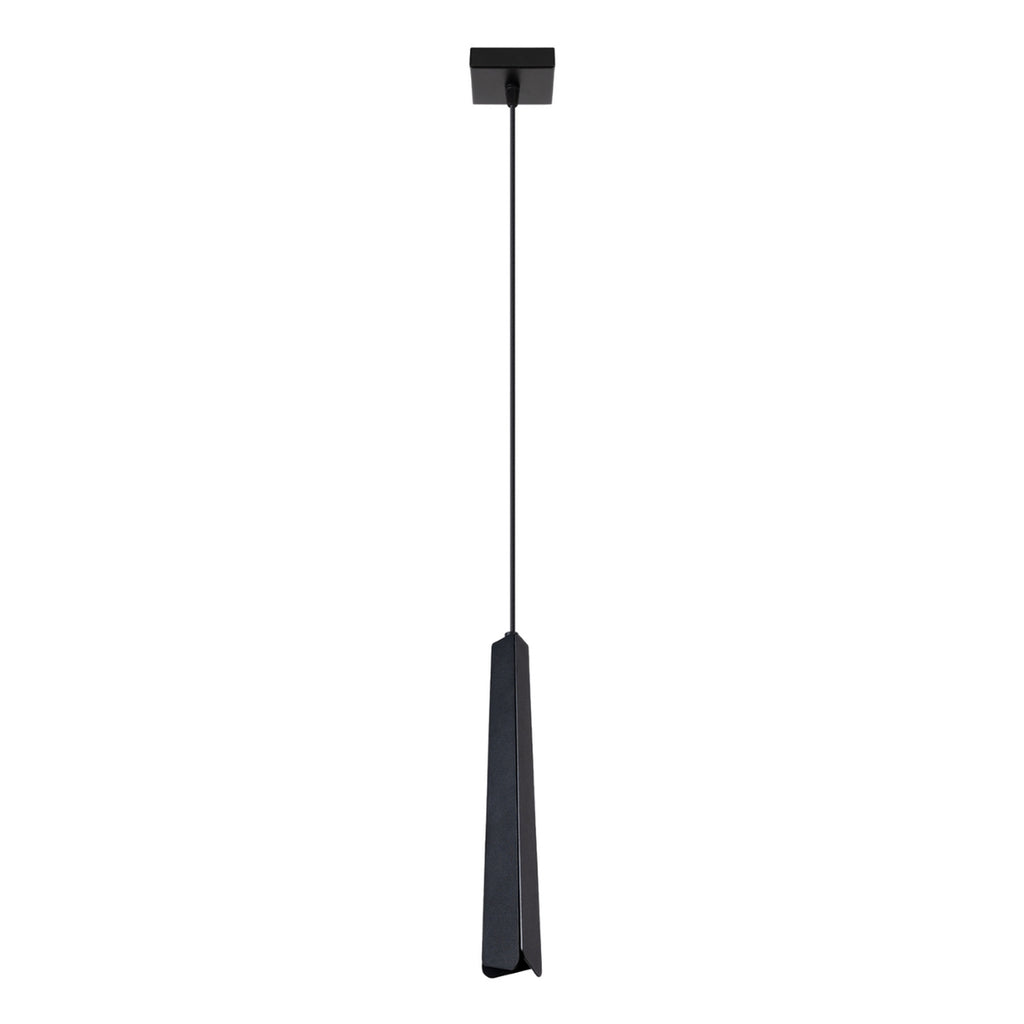 Suspension Prysm métal noir G9, fin prisme d'acier noir plié effilé en pointe