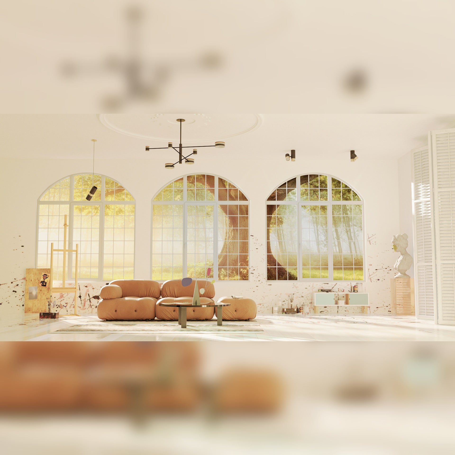 Suspension Puma dorée GU10, vue 2