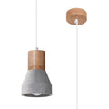 Suspension Qubic bois et béton gris, cloche béton et haut bois