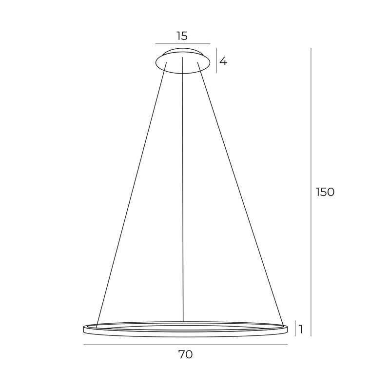 Dimensions Suspension Queen 70 cm dorée brossée