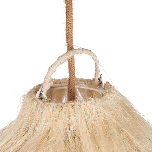 Abat-jour de suspension Rami en fibre de ramie 110 cm en situation