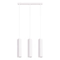 Suspension Rayo 3L cannelée laque blanche à trois spots vue de face sur fond blanc