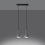 Suspension REA 2 béton gris E14 allumée, ampoule E14 apparente