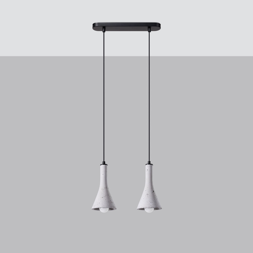 Suspension REA 2 béton gris E14 de profil