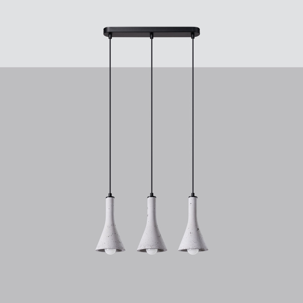 Suspension REA 3 en ligne béton gris E14 de profil
