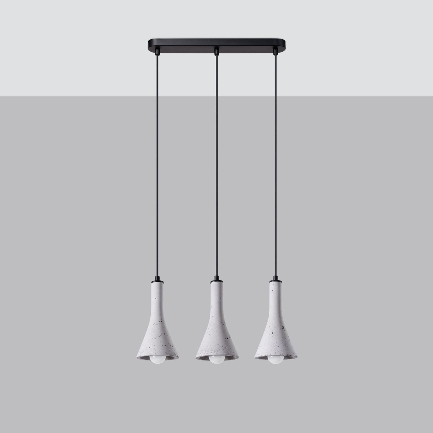Suspension REA 3 en ligne béton gris E14 de profil