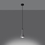 Suspension REA béton gris E14 allumée, ampoule E14 apparente