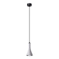 Suspension REA béton gris E14, abat-jour entonnoir en béton gris sur câble noir, ampoule E14 apparente