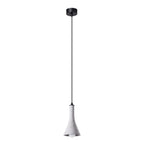 Suspension REA béton gris E14, abat-jour entonnoir en béton gris sur câble noir, ampoule E14 apparente