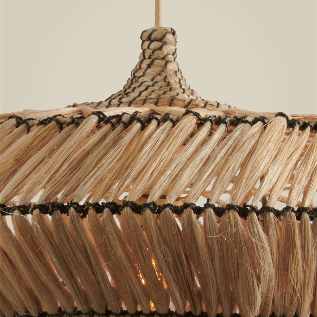 Suspension Rinjani abaca naturel et noir 60 cm E27, vue 4